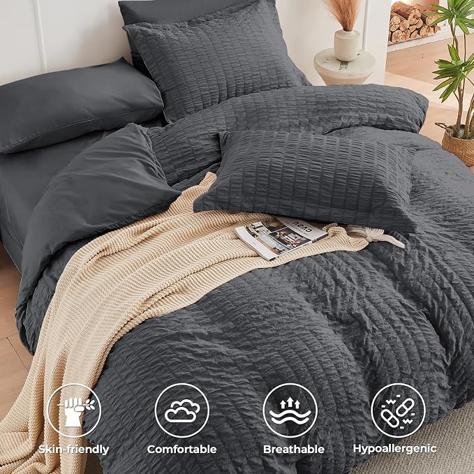 HYMOKEGE Twin XL Comforter Set Seersucker 5 Pieces, All Season Luxury Bed in a - Image 3