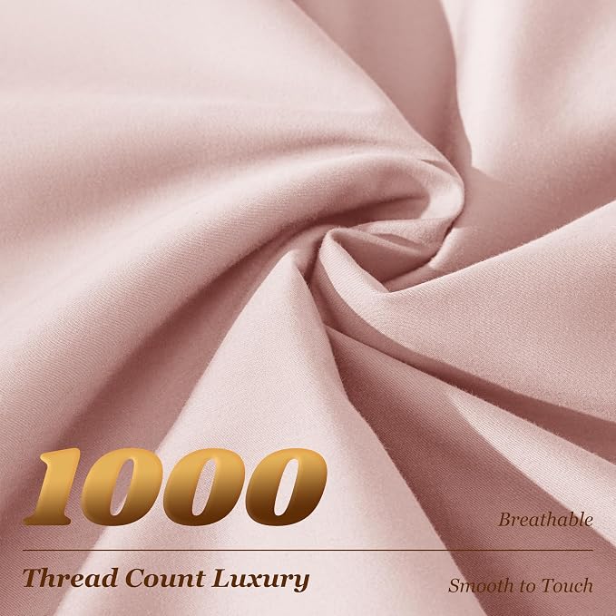 LBRO2M 100% Cotton Sheets Set Deep Pocket 19", 1000 Thread Count King Size 4 - Image 4