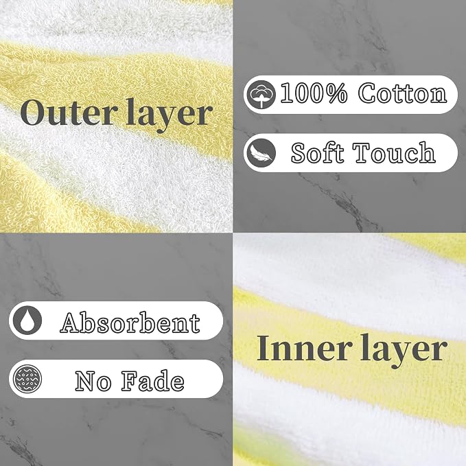 VOOVA & MOVAS Bath Washcloths 6-Pack, 8.3x6.3 Inch 100% Cotton Soft Absorbent - Image 3