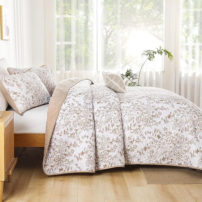 WONGS BEDDING King Size Quilt Set, Botanical Quilt - Image 3