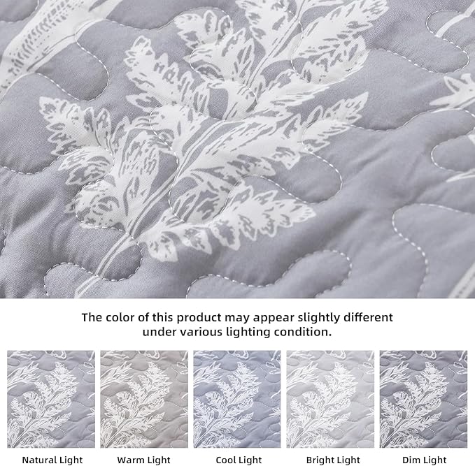 JANZAA Quilts Queen Size Bed Spread Botanical 3 Pieces Quilts Queen Size Sets - Image 4