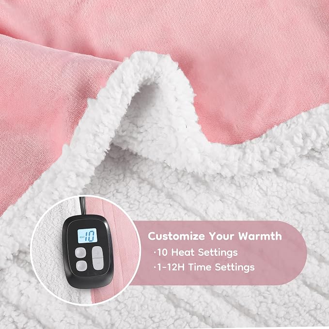 LaffyLo Electric Heated Blanket Twin Size 62 x 84, Fast Heating Blanket - Image 3