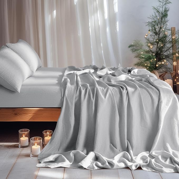 LBRO2M 100% Pure Linen Sheet Set Deep Pocket Up to 16" Bed Sheets Sets - Image 6