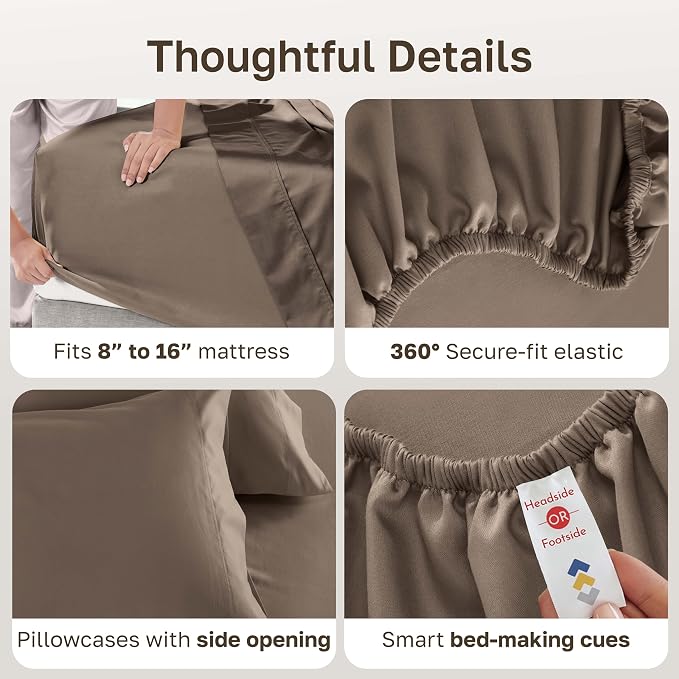 California Design Den 600 Thread Count Sheets King, 100% Cotton Sheet, King - Image 6