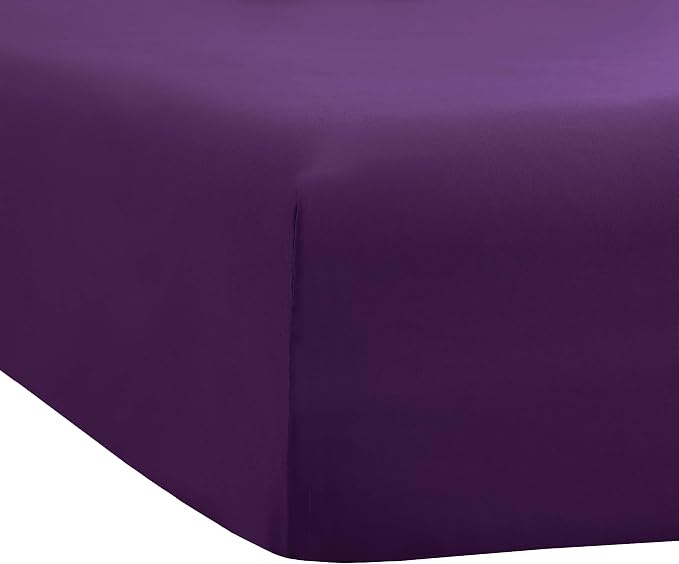 Sfoothome Fitted Bottom Sheet for Mattress, Single Queen Size Purple Microfiber - Image 3