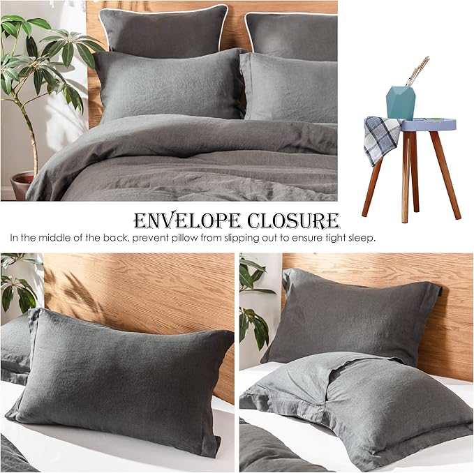 Simple&Opulence 100% Linen Duvet Cover Set 2pcs Basic Style Natural French - Image 4