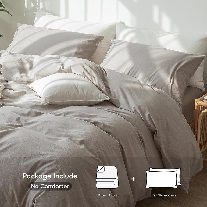 MooMee Bedding Duvet Cover Set 100% Washed Cotton Linen Like Textured - Image 2