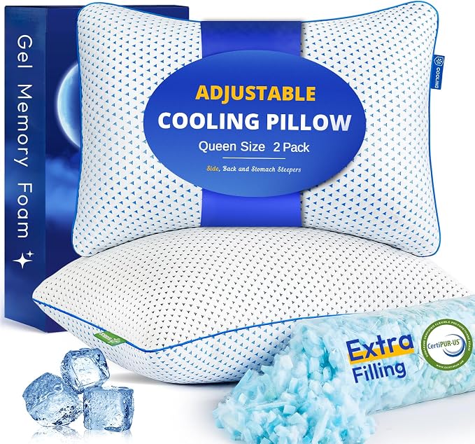 Cooling Gel Memory Foam Pillows Queen Size Set of 2 by Fulocean