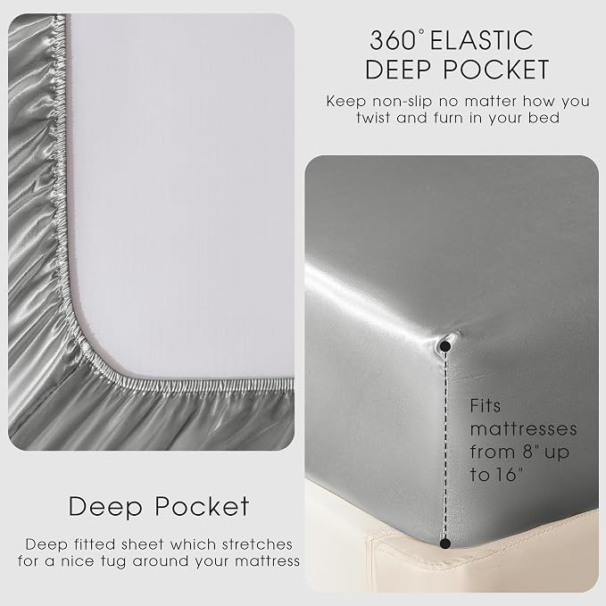 FreshCulture Satin Sheets Twin XL Bed Set - Image 4