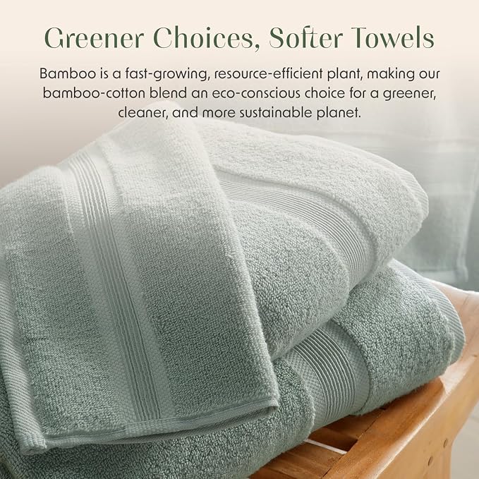 Springtree Home Luxury Bamboo Rayon Bath Towel Set 6 Piece Set | 35% Bamboo - Image 8