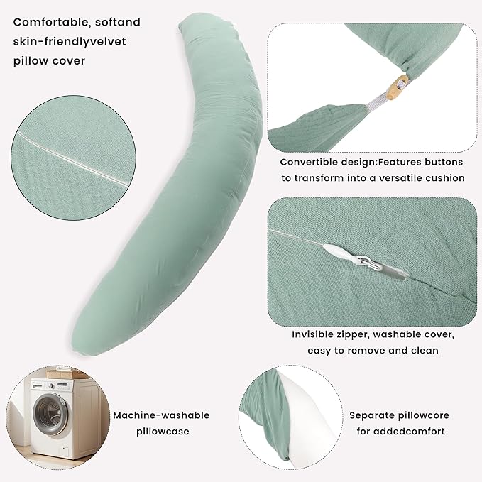 Pregnancy Pillow for Side Sleeping, 74 Inch C Shaped Long Body Pillow, Sleep - Image 4