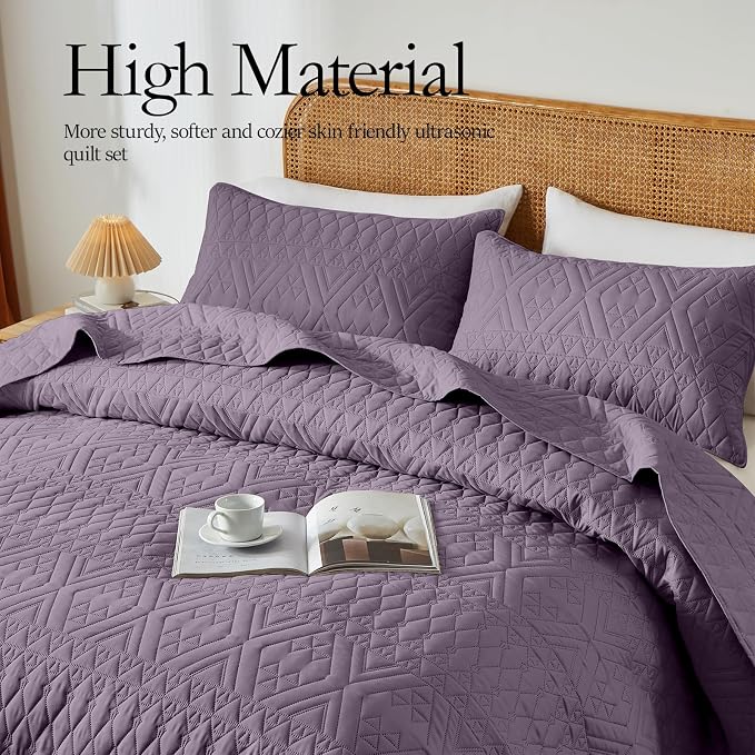 akkialla Twin Quilt Set, Boho Geometric Pattern, Soft All-Season Bedding - Image 4