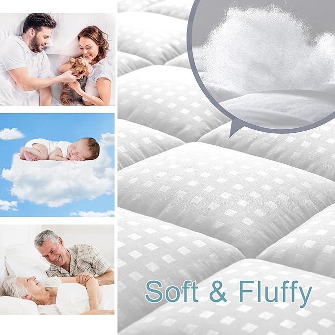 HYLEORY Twin Mattress Pad Quilted Fitted Mattress Protector Cooling Pillow Top - Image 3