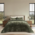 EVERGRACE Velvet Quilt Set King Size, Luxurious Soft Striped Channel Bedding Set by EverGrace