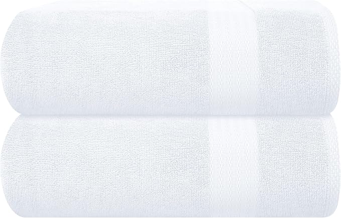 GLAMBURG Premium Cotton Oversized 2 Pack Bath Sheet 35x70-100% Pure Cotton by GLAMBURG