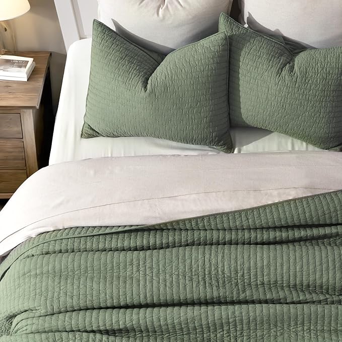 EVERGRACE Cross Stitch Pre-Washed Cotton Quilt Bedding Set Queen Size, - Image 4