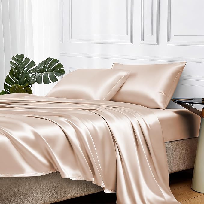 MR&HM Satin Bed Sheets, Full Size Sheets Set by MRHM