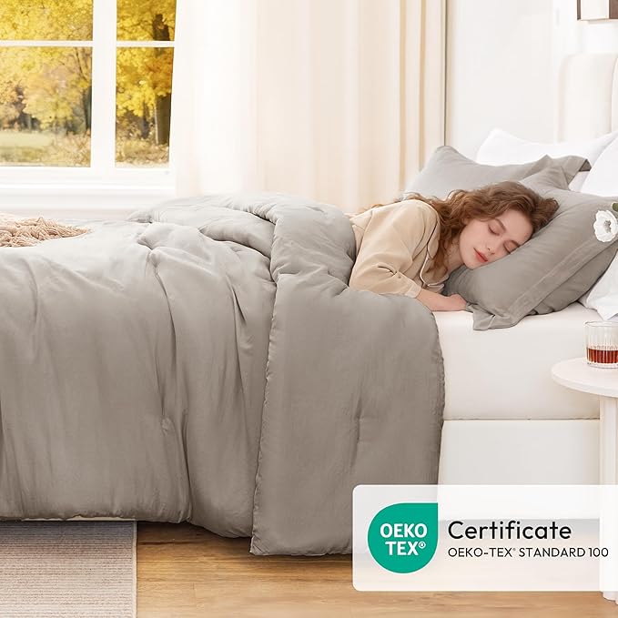 Love's cabin Burlwood Queen Comforter Set, 3-Piece Prewashed Bed Set - Image 5