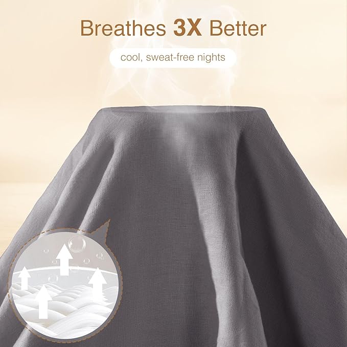 SONORO KATE 100% French Linen Duvet Cover Full Size, Soft Breathable - Image 2
