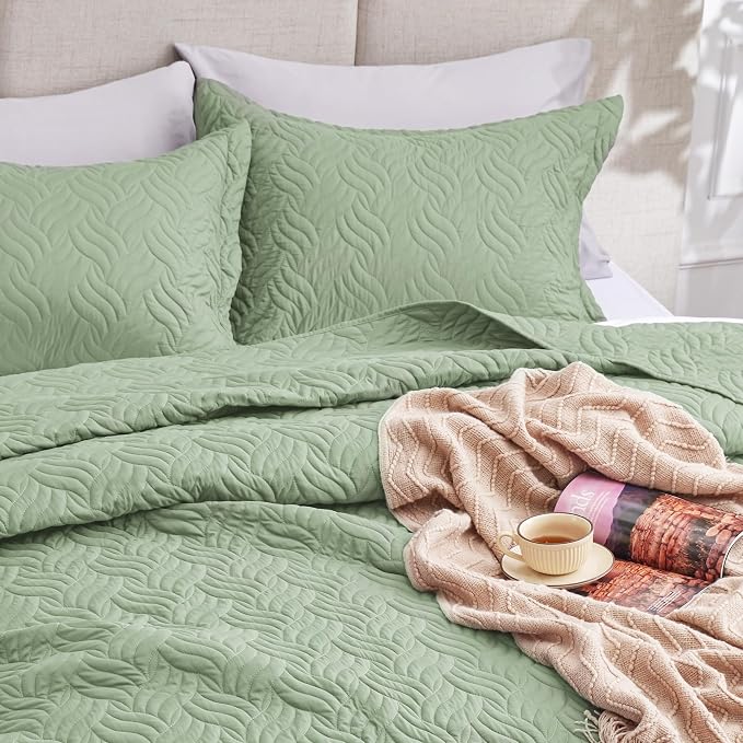 Love's cabin Quilts for Queen Bed Sage Bedspreads Bedding Set - Image 7