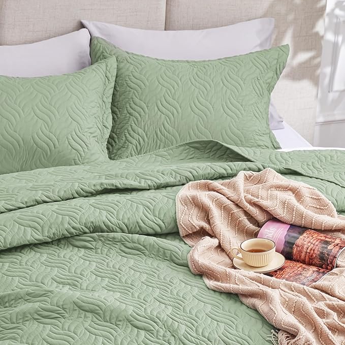 Love's cabin Quilts for Full Bed Sage Bedspreads Bedding Set - Image 7
