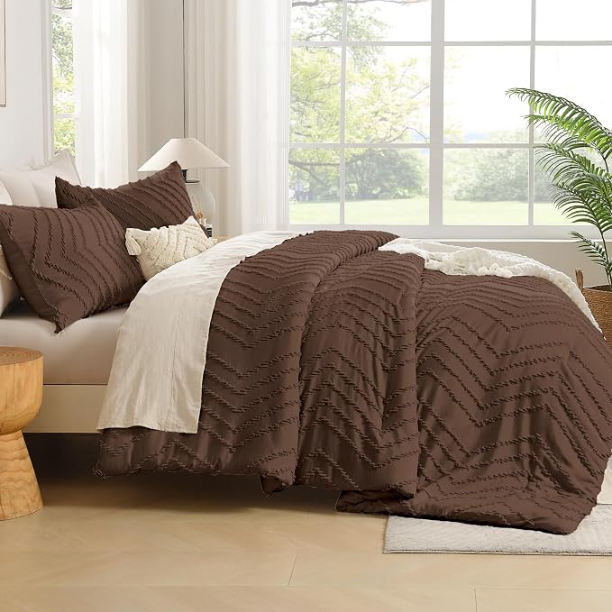 Andency Brown California King Comforter Set, Boho Cal King Soft Warm Tufted - Image 7