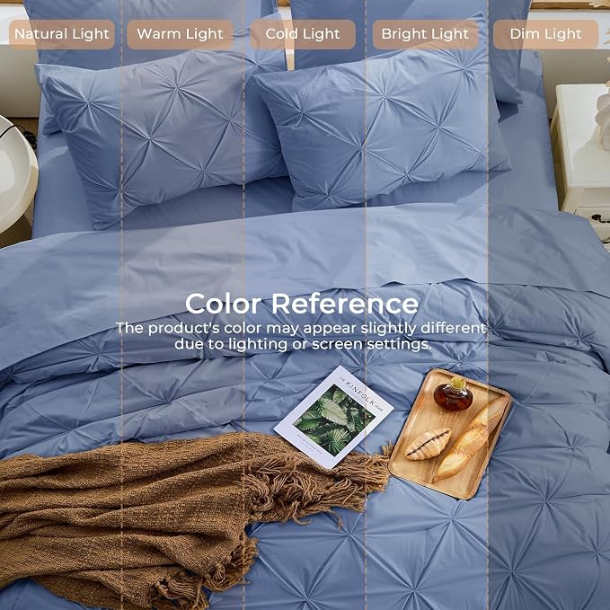 Sasttie King Size Comforter Set, 7-Piece Bed in a Bag, Pintuck Bedding Set - Image 8