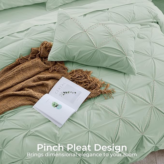 Sasttie California King Comforter Set, 7-Piece Bed in a Bag, Pintuck Bedding - Image 4