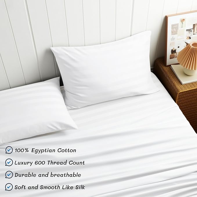 Cotton Flat Sheets Only, 600 TC 100% Cotton Flat Sheet Top Sheet Only, Full - Image 2