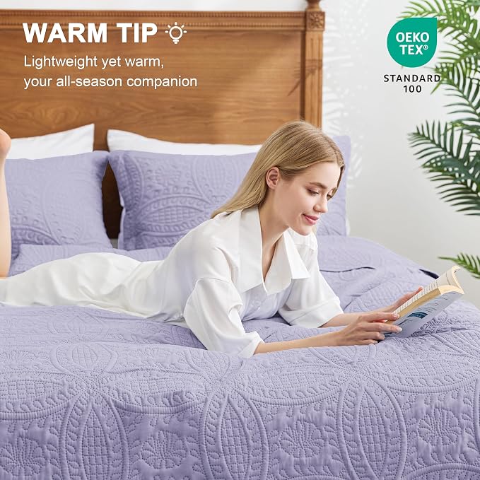 Love's cabin Quilts for Queen Bed Lavender Bedspreads Bedding Set - Image 4