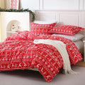 JSD Red Christmas Duvet Cover Set Queen Size, 3 Piece Snowflakes Reindeer by JSD