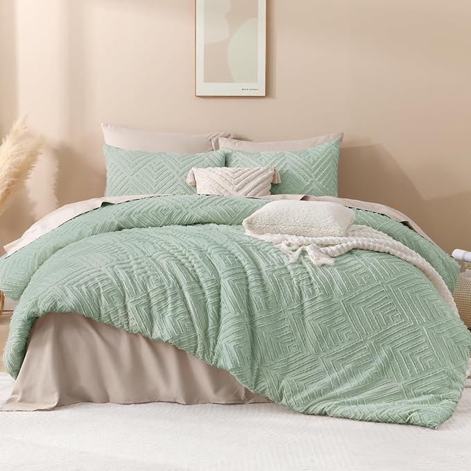 Andency King Comforter Set, Sage Green Boho Lightweight and Fluffy Bedding Set - Image 2