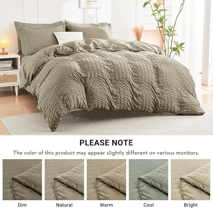 HYMOKEGE Linen Twin XL Comforter Set Seersucker 5 Pieces, All Season Luxury Bed - Image 5
