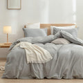 BESTOUCH Duvet Cover Set 100% Washed Cotton Linen Feel Super Soft Comfortable by BESTOUCH