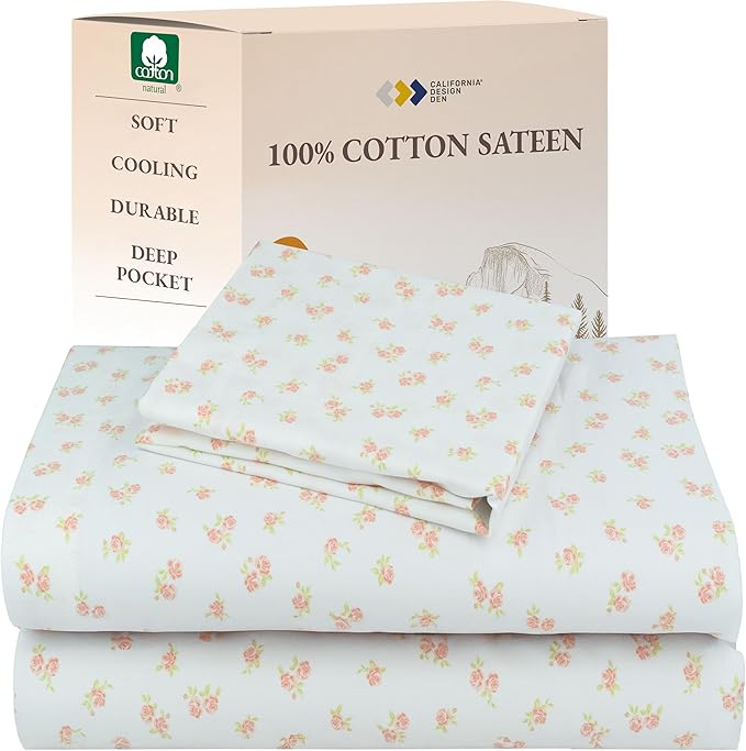 California Design Den Floral Sheet Set Twin XL, 100% Cotton Sheets, Soft Sateen by CaliforniaDesignDen