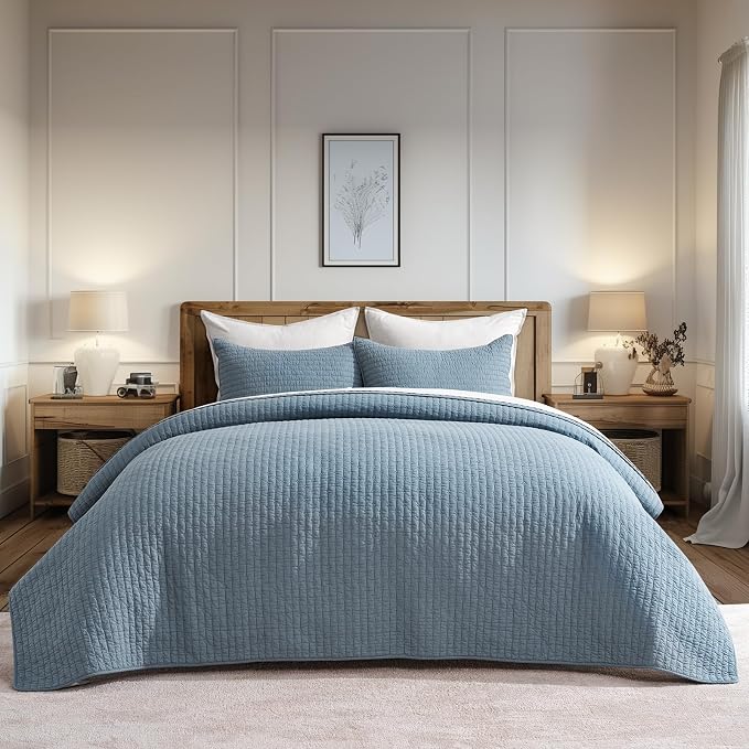 EVERGRACE x Kinsey Walsh Cross Stitch Pre-Washed Cotton Quilt Bedding Set Queen - Image 8