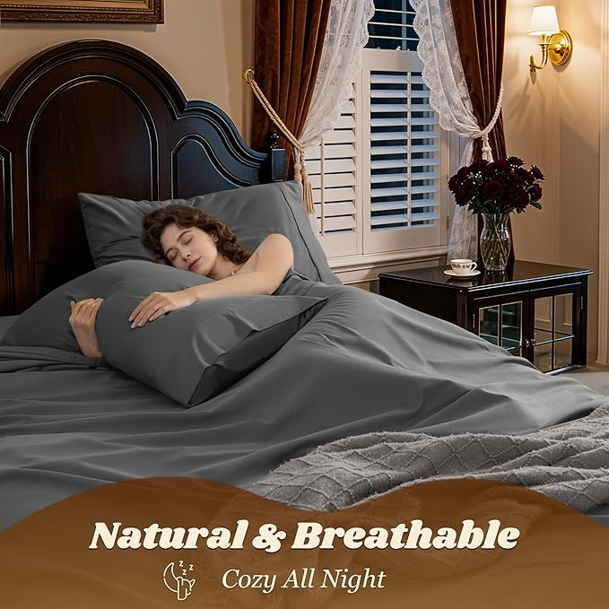 LBRO2M 100% Cotton Sheets Set Deep Pocket 19", 1000 Thread Count Queen Size 4 - Image 5