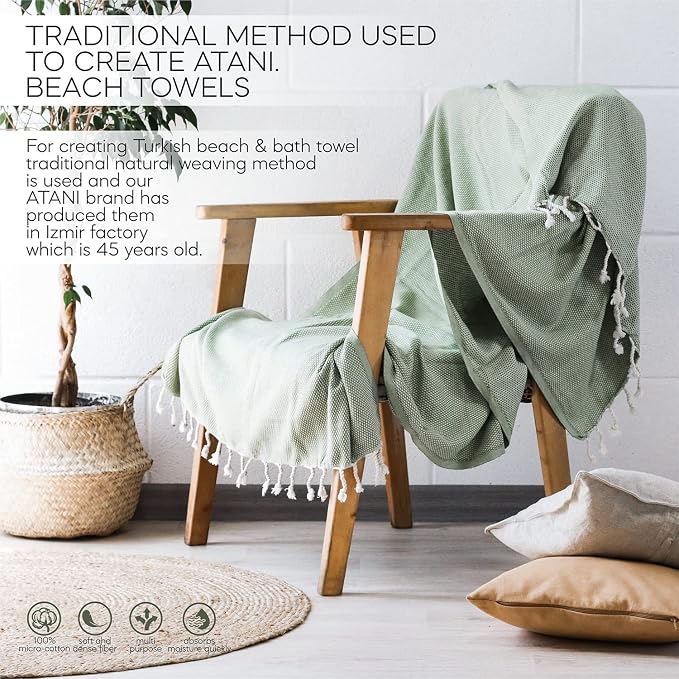 ATANI 69x35 in Oversized Turkish Beach Towel Set - Image 8