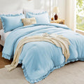 FUANNA Full Size Comforter Sets Light Blue, 3 Pieces Ruffle Full Size Bedding by FUANNA