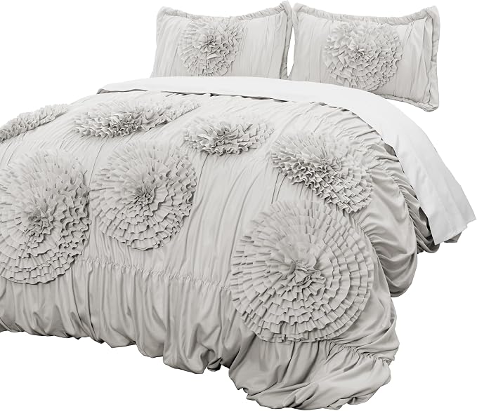 Lush Decor Serena Comforter Set, 3 Piece Set, Light Gray - Image 7