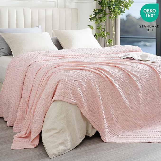 PHF Cooling Waffle Blanket Queen Size, Lightweight 60% Rayon from Bamboo & 40% - Image 3