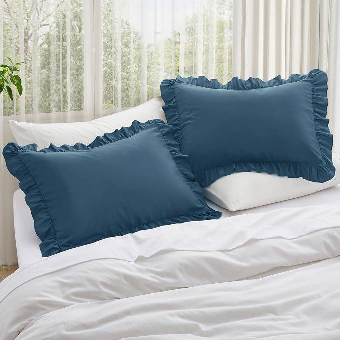KKJIAF Ruffle Pillow Cases King Size Set of 2, Ruffled Pillow Covers - Image 2