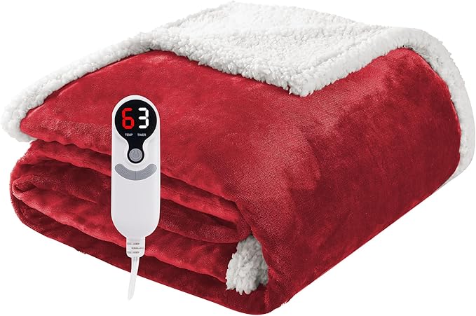 Electric Heated Blanket Throw Size 50"x60", Soft Flannel by Soypipo