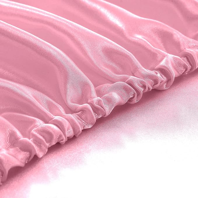 Homiest Pink Satin Fitted Sheet Twin Size, Deep Pocket, Luxury & Ultra Soft - Image 4