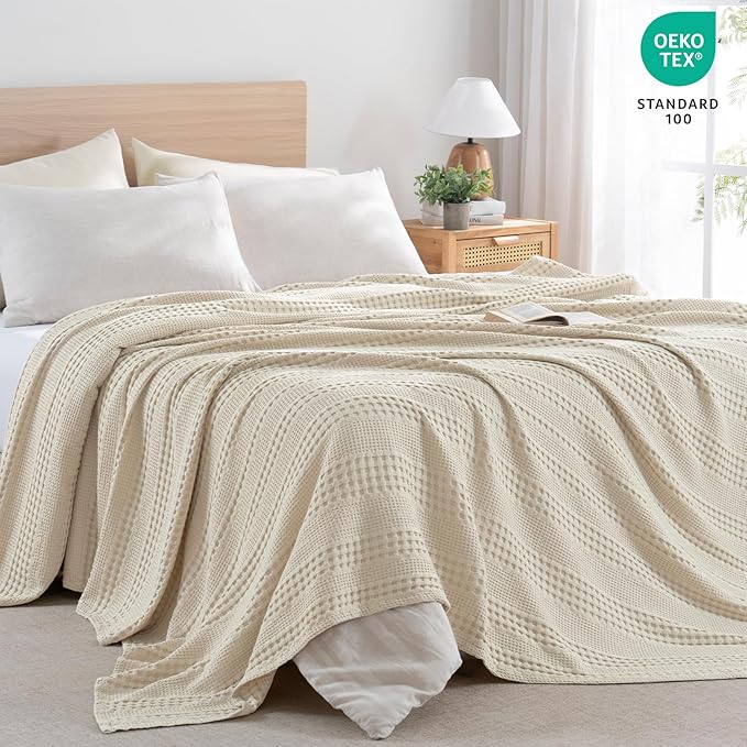 PHF Cooling Waffle Blanket Twin Size, Lightweight 60% Rayon from Bamboo & 40% - Image 4