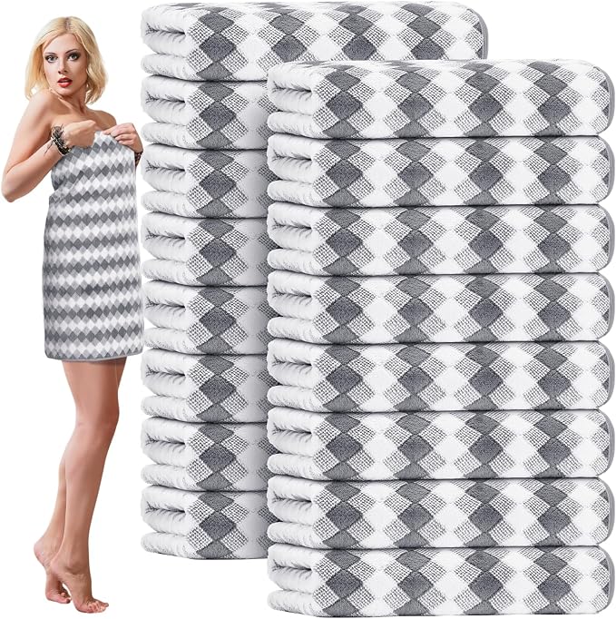SmoothNovelty 16 Pack Microfiber Bath Towels Bulk 27'' x 60'' Oversized Size by SmoothNovelty