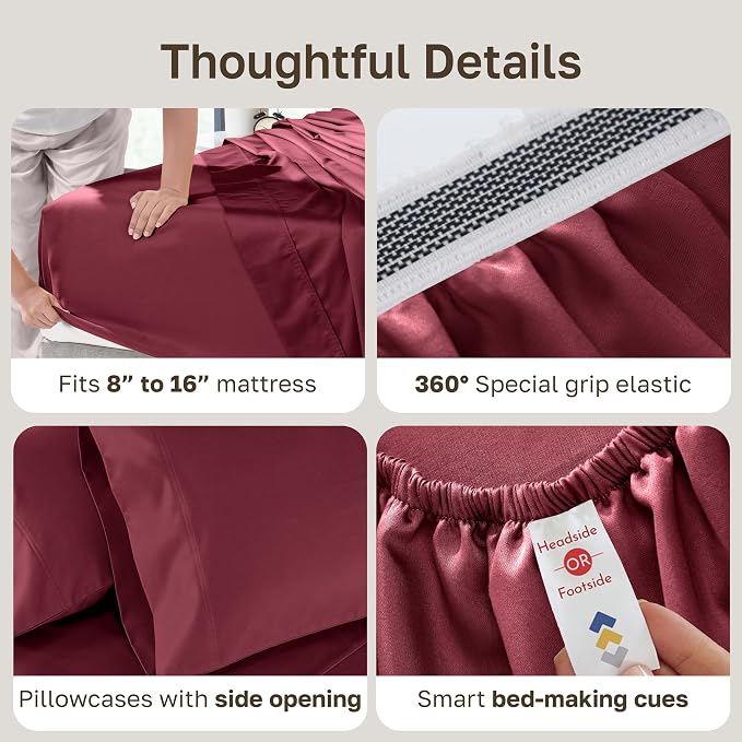 California Design Den Natural 100% Cotton Sheets King Size Deep Pocket Set - Image 5