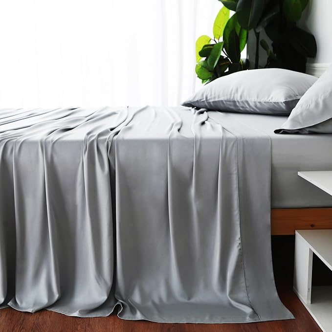 Bamboo Viscose Flat Sheets Only, 400 Thread Count Sateen Weave Cal King Size - Image 4