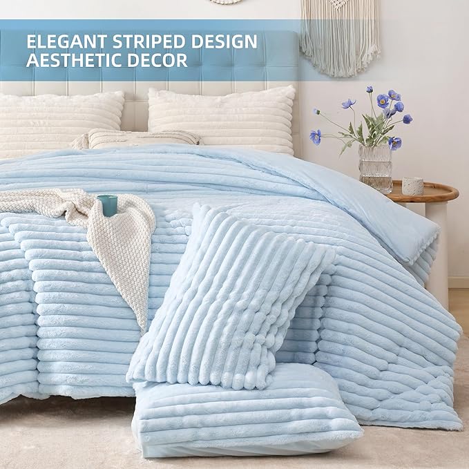 Smoofy Fluffy Queen Size Comforter Set 3 Pieces - Image 3