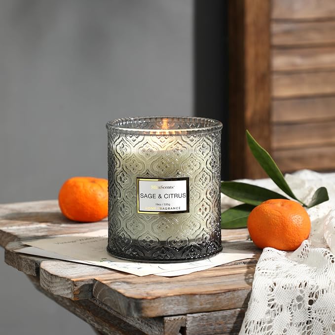 Sage & Citrus Scented Candles, Large Natural Soy Candle, 88 Hours Burning Time - Image 6